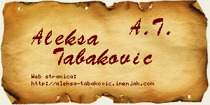 Aleksa Tabaković vizit kartica